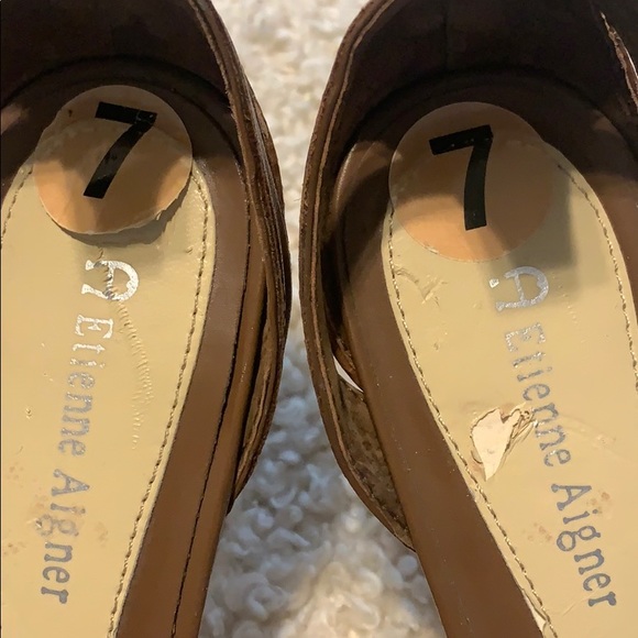 Etienne Aigner Genuine Leather Brown Heels 7 - Picture 5 of 5